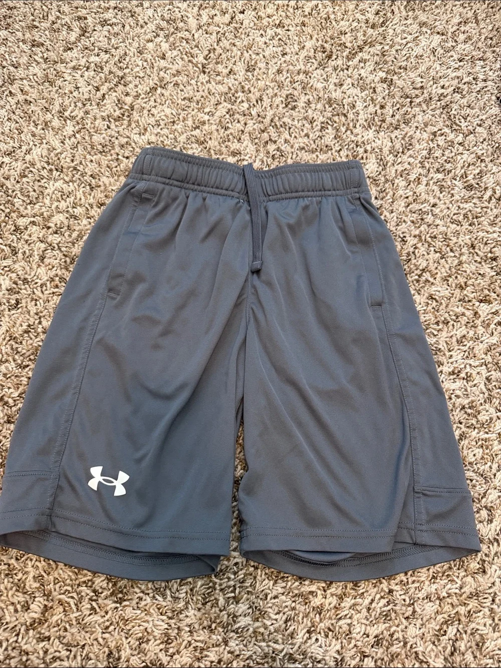 Under Armour Dark Gray Boy Athletic Shorts with Logo